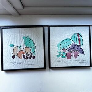 Vintage Watercolour Hand painted Fruits Framed